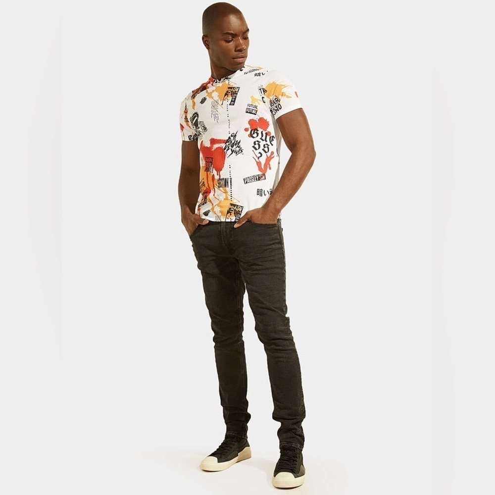 New GUESS T-shirt with multicolor print SZ L - Picture 7 of 8